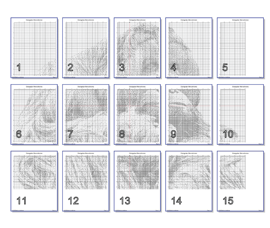 Stitching Jules Design Cross Stitch Pattern Orangutan Animal Monochrome Counted Cross-Stitch Pattern (Digital Download)