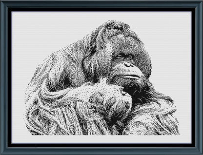 Stitching Jules Design Cross Stitch Pattern Orangutan Animal Monochrome Counted Cross-Stitch Pattern (Digital Download)