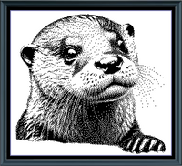 Thumbnail for Stitching Jules Design Cross Stitch Pattern Otter Animal Wildlife Monochrome Blackwork Counted Cross Stitch Pattern Digital Download