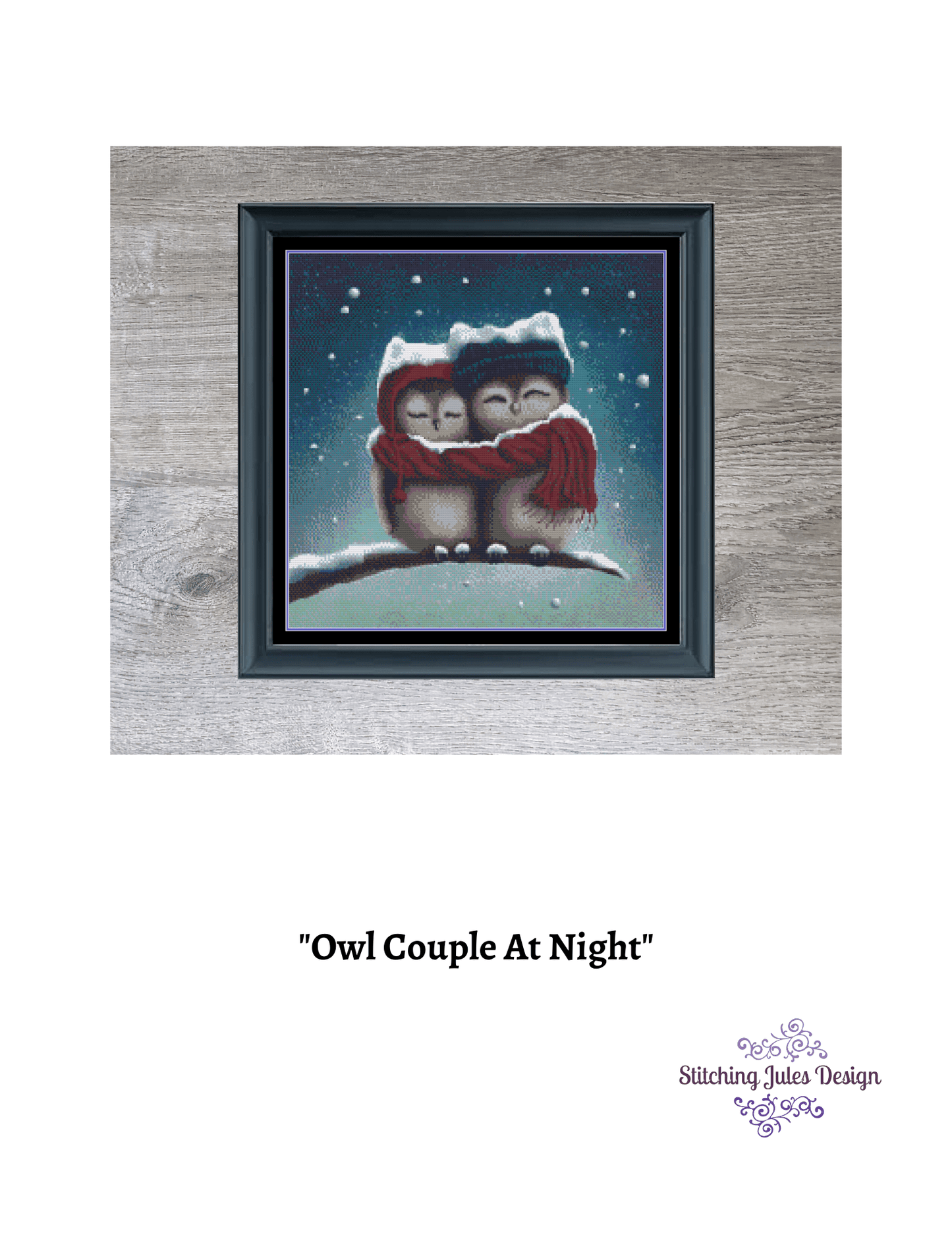 Stitching Jules Design Cross Stitch Pattern Owl Couple At Night Sleeping Owls Cross Stitch Embroidery Needlepoint Pattern PDF Download - Ready For Pattern Keeper