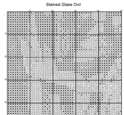 Stitching Jules Design Cross Stitch Pattern Owl Stained Glass Animal Bird Full Coverage Counted Cross Stitch Digital Download