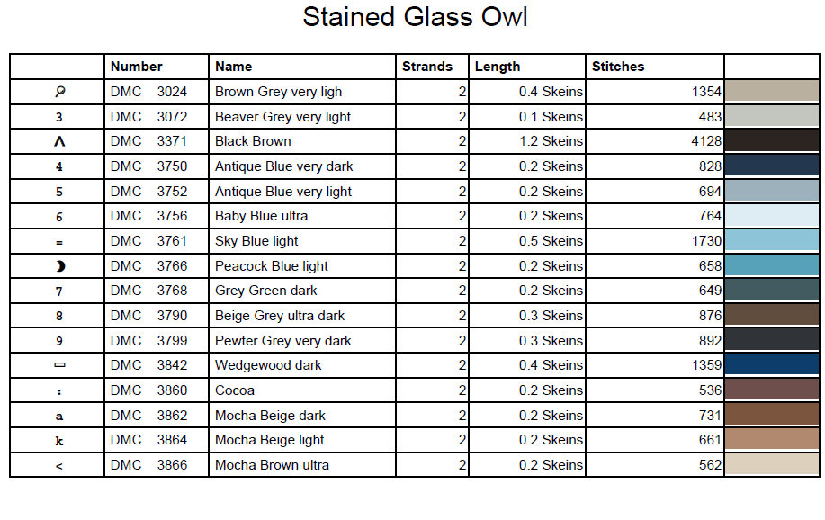Stitching Jules Design Cross Stitch Pattern Owl Stained Glass Animal Bird Full Coverage Counted Cross Stitch Digital Download