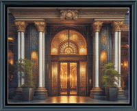 Thumbnail for Stitching Jules Design Cross Stitch Pattern Palace Mansion Door Entrance Full Coverage Premium Cross-Stitch Pattern | Instant Download PDF