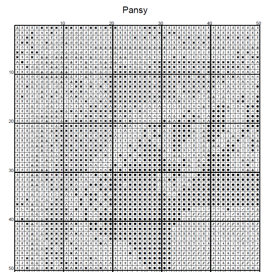 Stitching Jules Design Cross Stitch Pattern Pansy Winter Flower Full Coverage Counted Cross-Stitch Pattern (Digital Download)