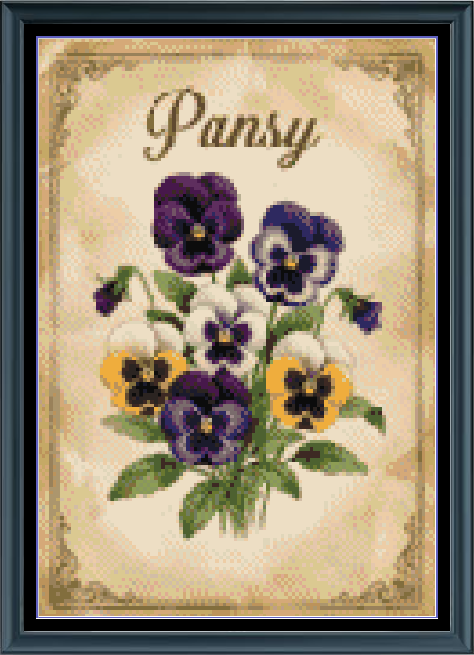 Stitching Jules Design Cross Stitch Pattern Pansy Winter Flower Full Coverage Counted Cross-Stitch Pattern (Digital Download)