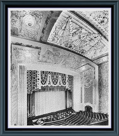 Stitching Jules Design Cross Stitch Pattern Paramount Theater Hollywood Vintage Monochrome Counted Cross-Stitch Pattern (Digital Download)