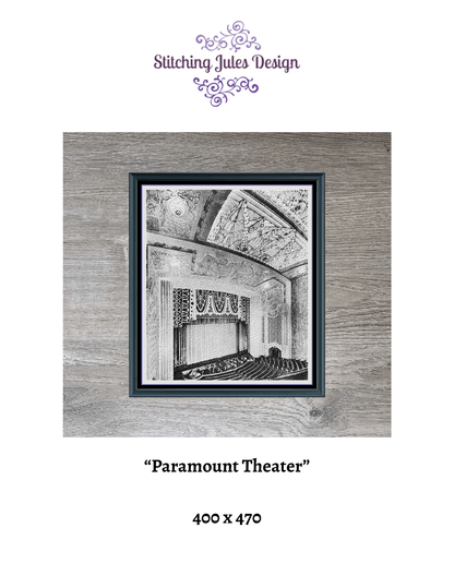Stitching Jules Design Cross Stitch Pattern Paramount Theater Hollywood Vintage Monochrome Counted Cross-Stitch Pattern (Digital Download)