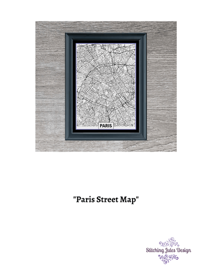 Stitching Jules Design Cross Stitch Pattern Paris Street Map Cross-Stitch Pattern | City Map Cross-Stitch Pattern | Monochrome | Blackwork | Instant PDF Download