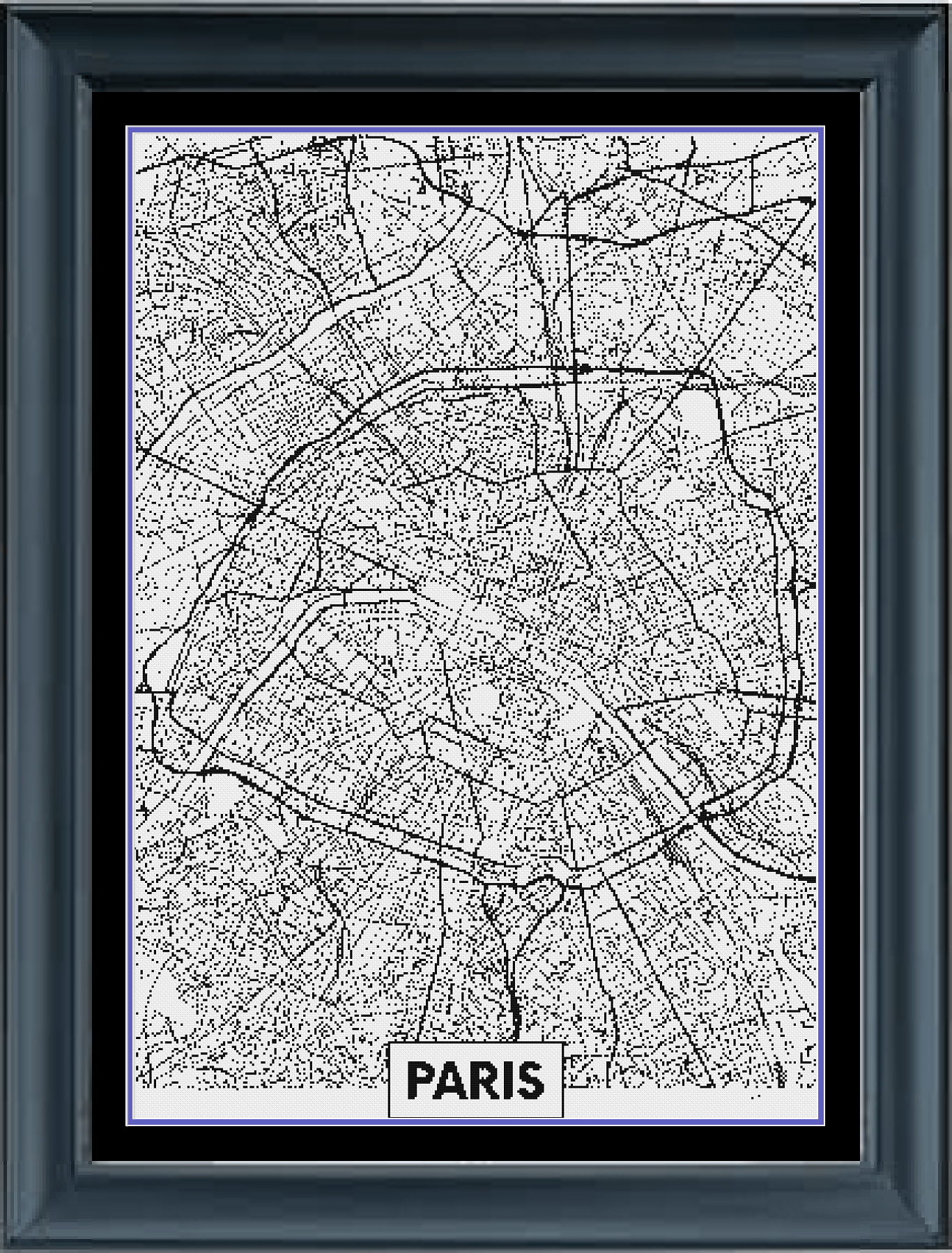 Stitching Jules Design Cross Stitch Pattern Paris Street Map Cross-Stitch Pattern | City Map Cross-Stitch Pattern | Monochrome | Blackwork | Instant PDF Download