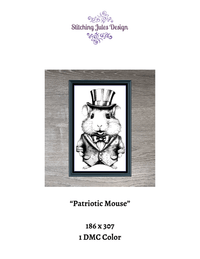 Thumbnail for Stitching Jules Design Cross Stitch Pattern Patriotic Mouse USA United States America Animal Monochrome Blackwork Counted Cross Stitch Pattern Digital Download