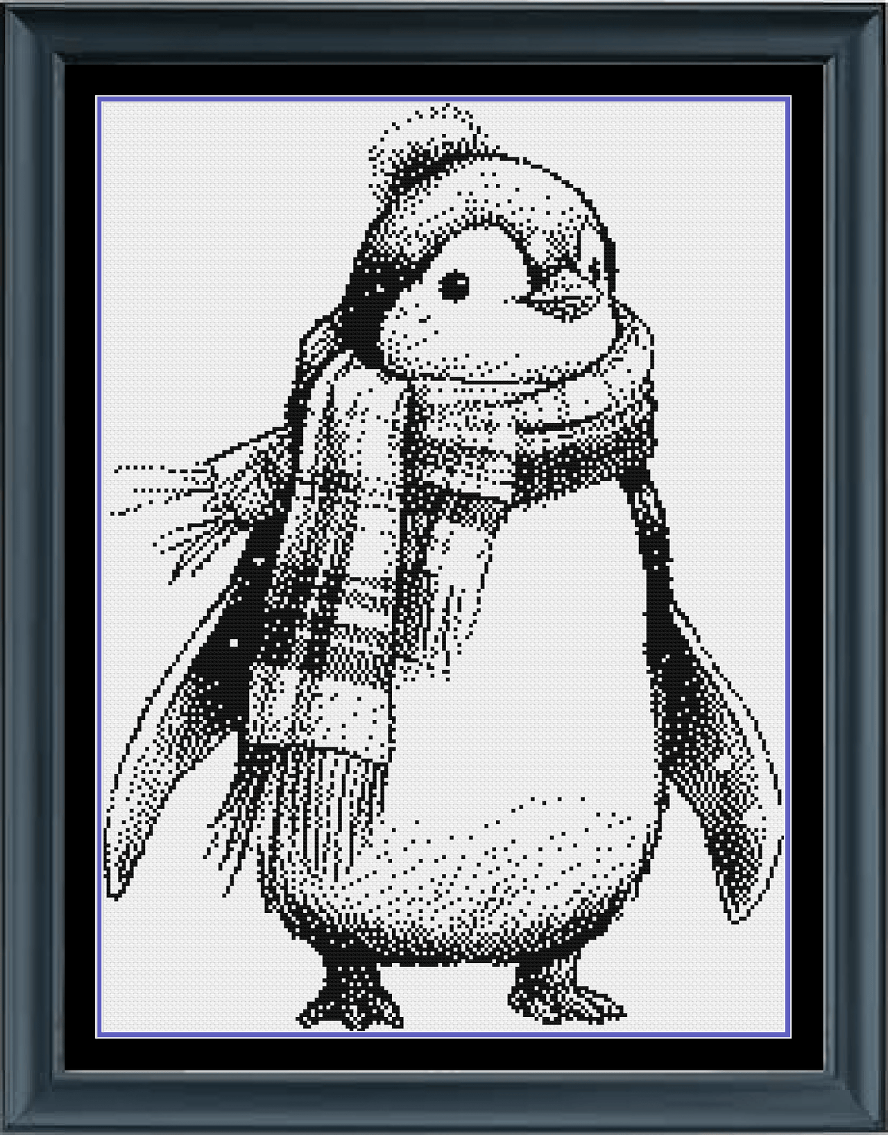 Stitching Jules Design Cross Stitch Pattern Penguin Winter Counted Cross Stitch Pattern | Animal Cross Stitch | Monochrome | Instant Download PDF