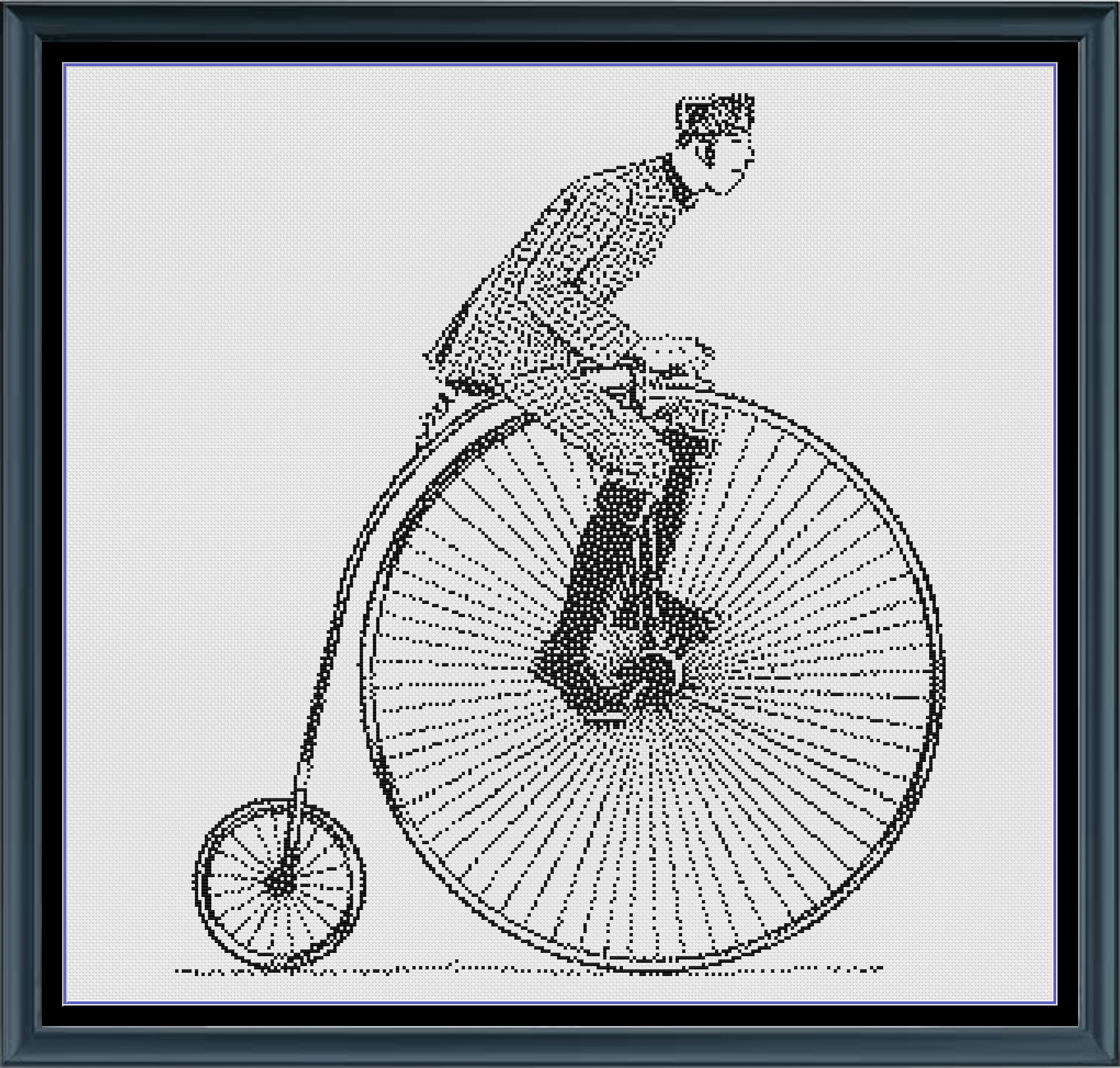 Stitching Jules Design Cross Stitch Pattern Penny Farthing Antique Bicycle Monochrome Counted Cross Stitch Pattern Digital Download PDF