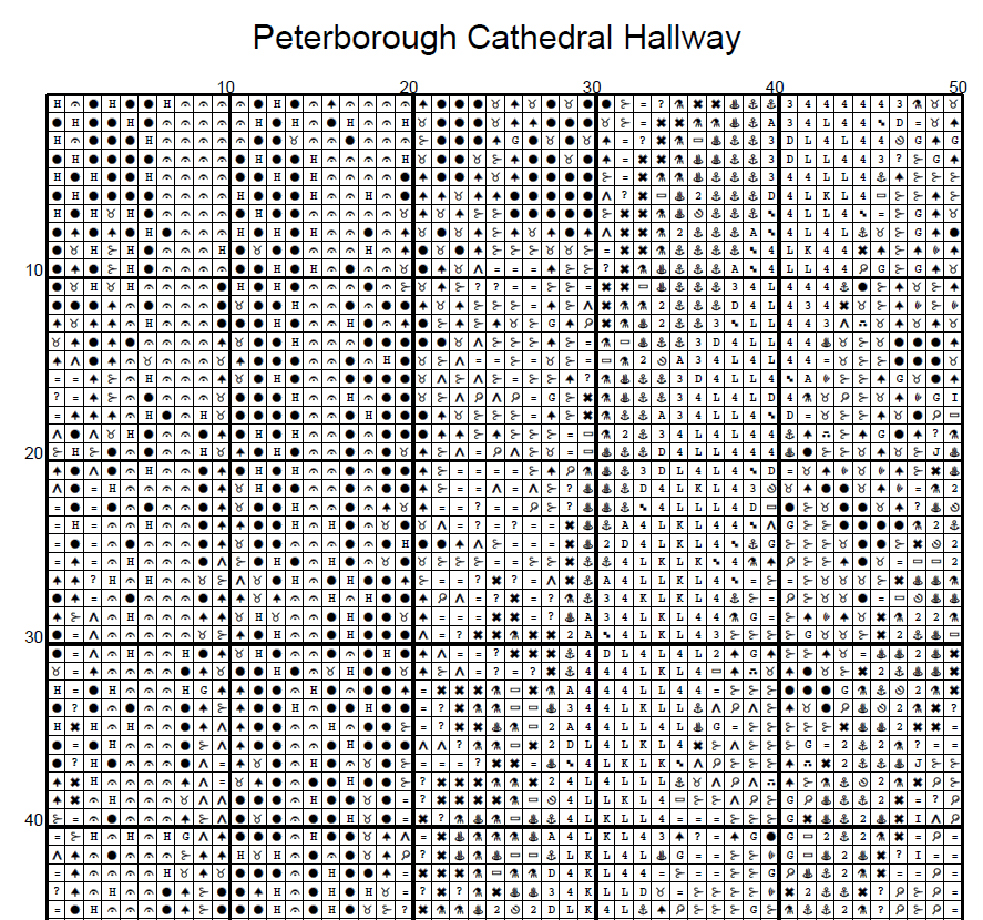 Stitching Jules Design Cross Stitch Pattern Peterborough Cathedral Hallway Full Coverage Large Counted Cross-Stitch Pattern (Digital Download)