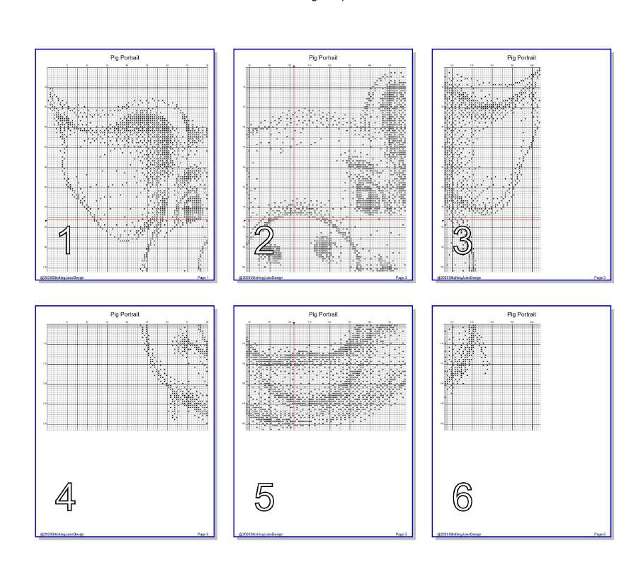 Stitching Jules Design Cross Stitch Pattern Pig Barnyard Animal Portrait Monochrome Counted Cross-Stitch Pattern (Digital Download)