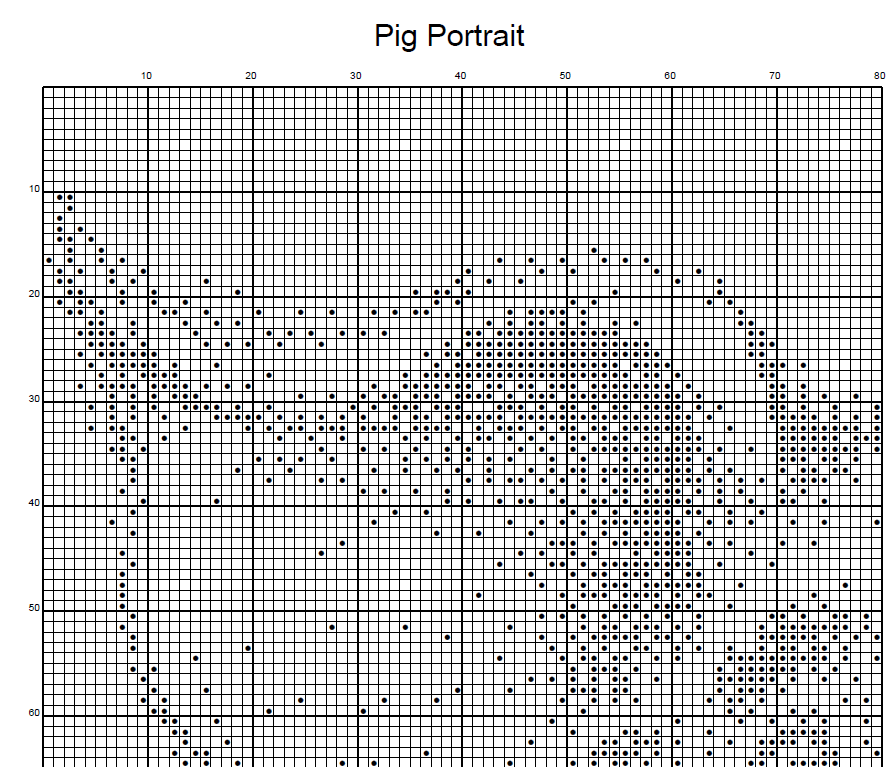 Stitching Jules Design Cross Stitch Pattern Pig Barnyard Animal Portrait Monochrome Counted Cross-Stitch Pattern (Digital Download)