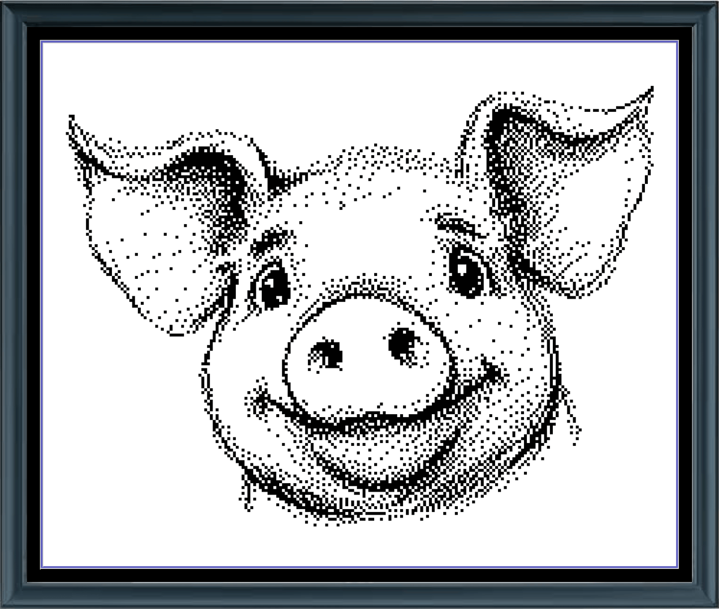 Stitching Jules Design Cross Stitch Pattern Pig Barnyard Animal Portrait Monochrome Counted Cross-Stitch Pattern (Digital Download)
