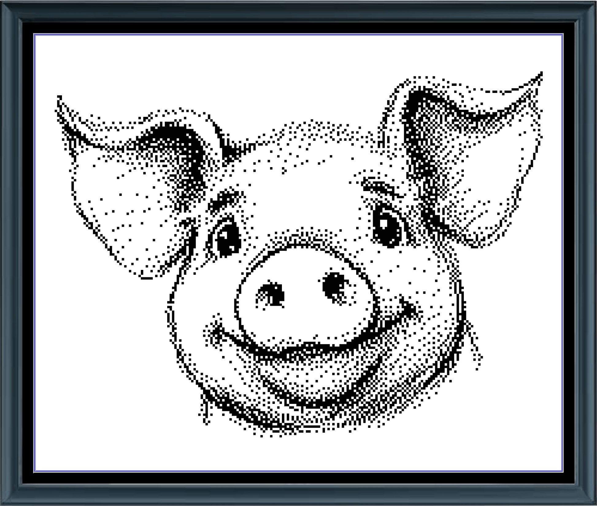 Stitching Jules Design Cross Stitch Pattern Pig Barnyard Animal Portrait Monochrome Counted Cross-Stitch Pattern (Digital Download)