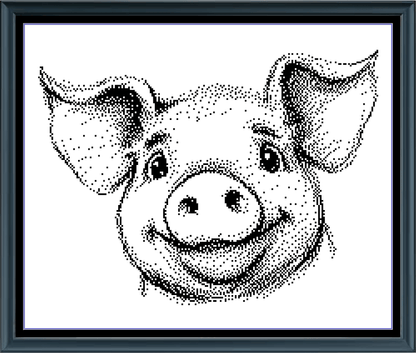 Stitching Jules Design Cross Stitch Pattern Pig Barnyard Animal Portrait Monochrome Counted Cross-Stitch Pattern (Digital Download)