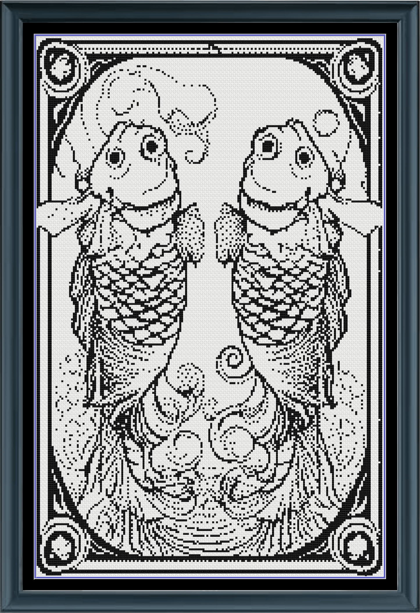 Stitching Jules Design Cross Stitch Pattern Pisces Tarot Card Monochrome