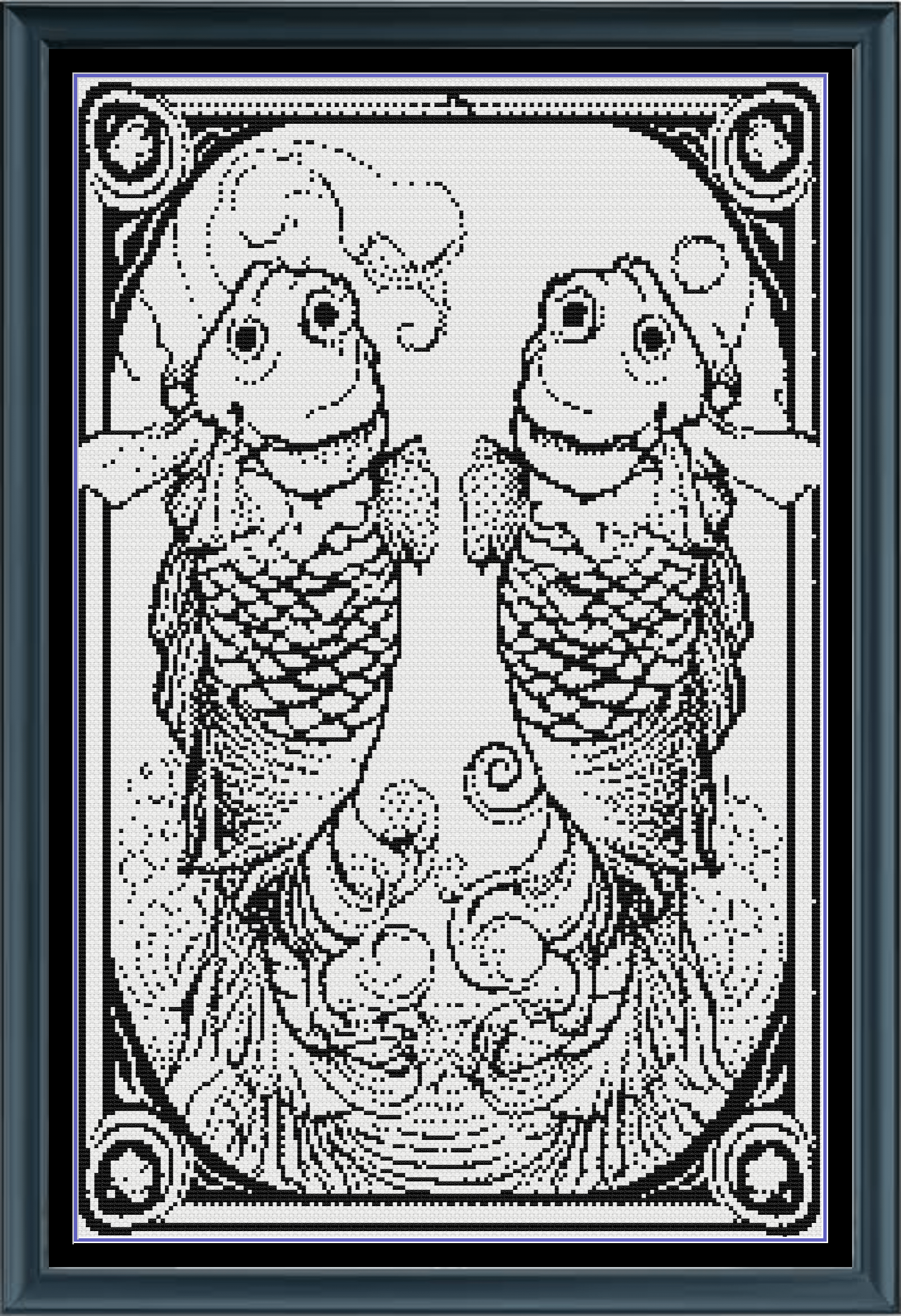Stitching Jules Design Cross Stitch Pattern Pisces Tarot Card Monochrome