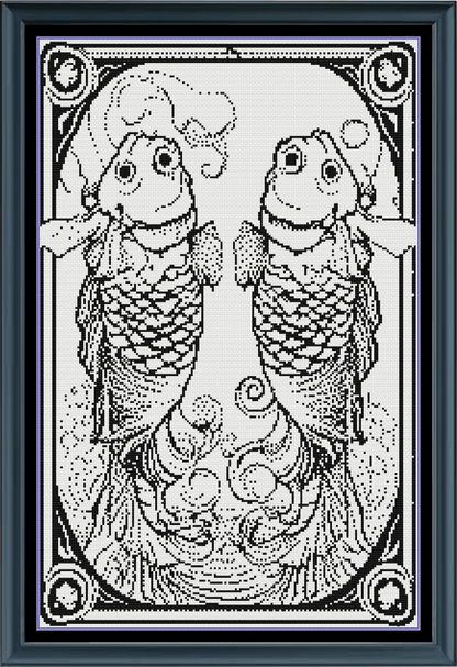 Stitching Jules Design Cross Stitch Pattern Pisces Tarot Card Monochrome