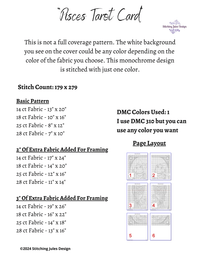 Thumbnail for Stitching Jules Design Cross Stitch Pattern Pisces Tarot Card Monochrome
