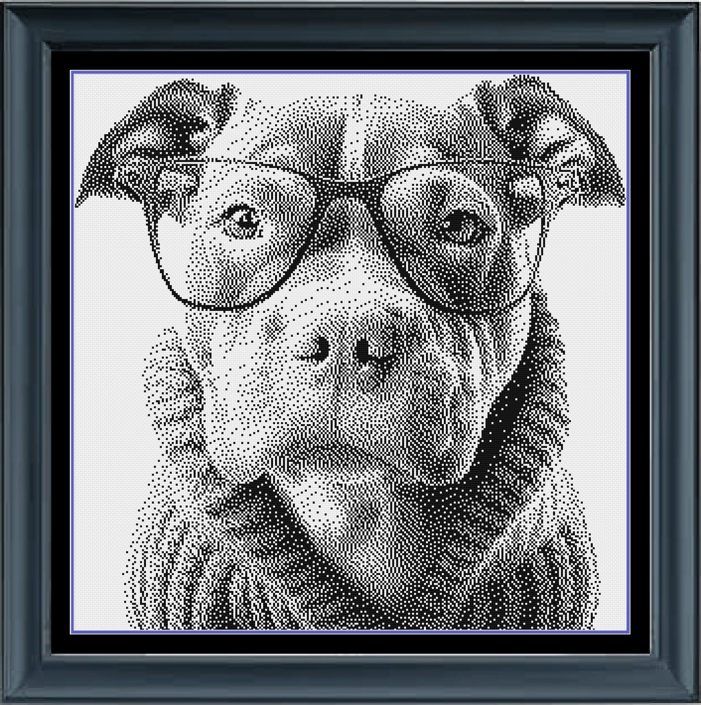 Stitching Jules Design Cross Stitch Pattern Pit Bull Monochrome Cross-Stitch Pattern Instant Download PDF