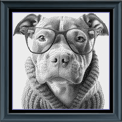 Stitching Jules Design Cross Stitch Pattern Pit Bull Monochrome Cross-Stitch Pattern Instant Download PDF