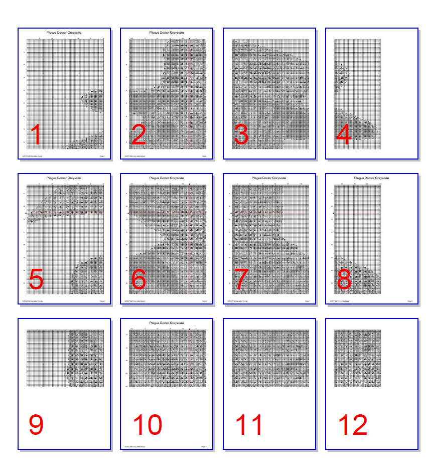 Stitching Jules Design Cross Stitch Pattern Plague Doctor Greyscale Counted Cross Stitch Pattern Instant PDF Download Pattern Keeper Ready