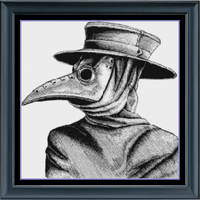 Thumbnail for Stitching Jules Design Cross Stitch Pattern Plague Doctor Greyscale Counted Cross Stitch Pattern Instant PDF Download Pattern Keeper Ready