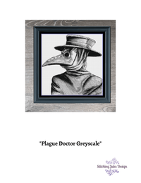Thumbnail for Stitching Jules Design Cross Stitch Pattern Plague Doctor Greyscale Counted Cross Stitch Pattern Instant PDF Download Pattern Keeper Ready
