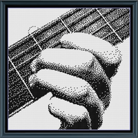 Thumbnail for Stitching Jules Design Cross Stitch Pattern Playing Guitar Monochrome