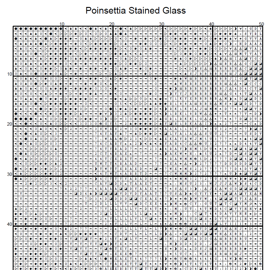 Stitching Jules Design Cross Stitch Pattern Poinsettia Flowers Floral Stained Glass Full Coverage Counted Cross-Stitch Pattern (Digital Download)