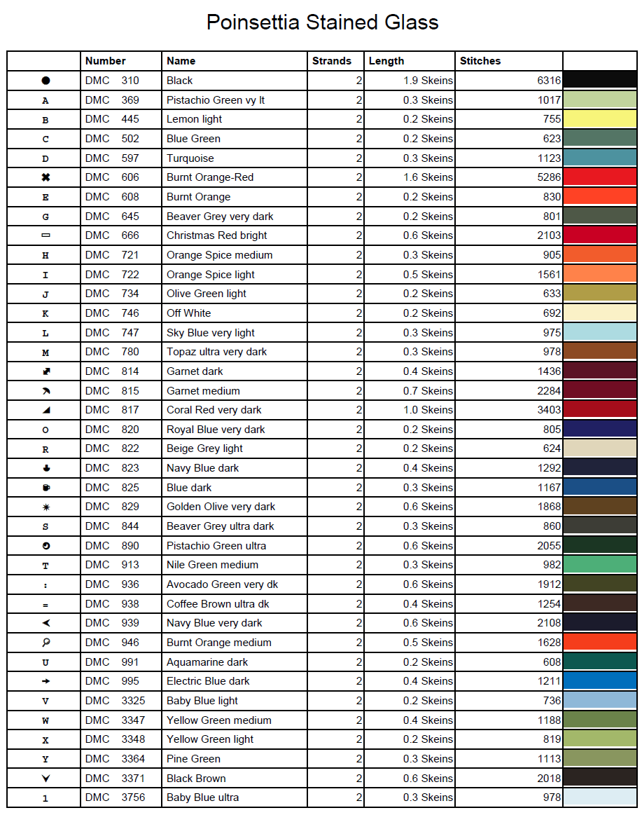 Stitching Jules Design Cross Stitch Pattern Poinsettia Flowers Floral Stained Glass Full Coverage Counted Cross-Stitch Pattern (Digital Download)