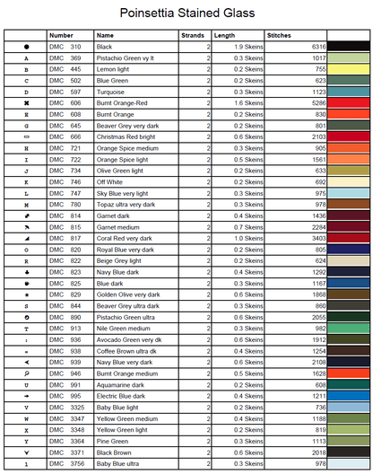 Stitching Jules Design Cross Stitch Pattern Poinsettia Flowers Floral Stained Glass Full Coverage Counted Cross-Stitch Pattern (Digital Download)