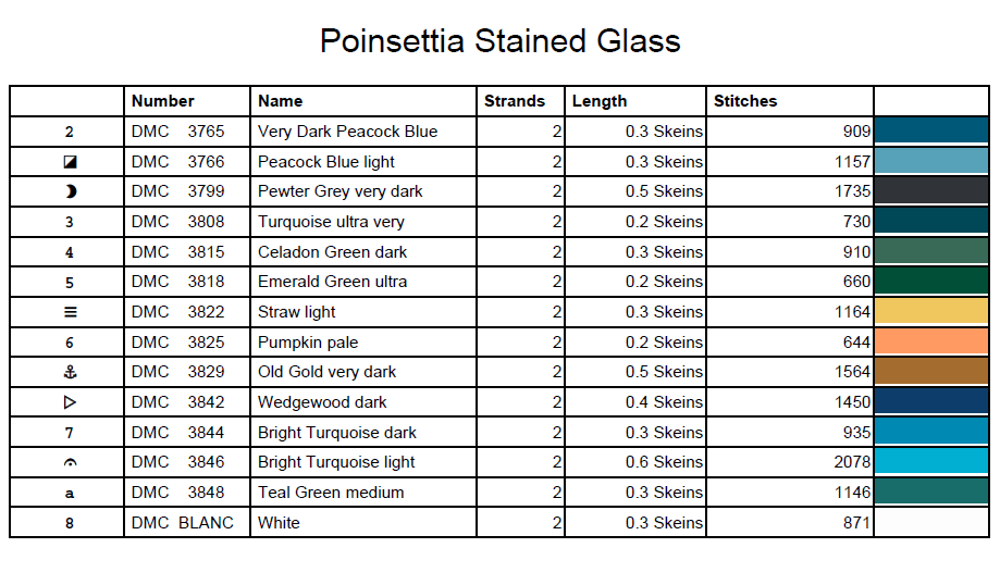 Stitching Jules Design Cross Stitch Pattern Poinsettia Flowers Floral Stained Glass Full Coverage Counted Cross-Stitch Pattern (Digital Download)