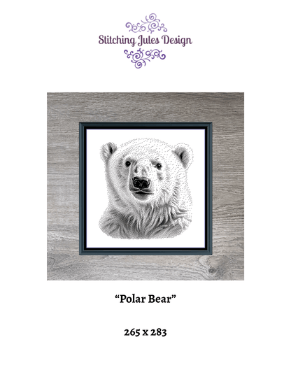 Stitching Jules Design Cross Stitch Pattern Polar Bear Wild Animal Monochrome Counted Cross-Stitch Pattern (Digital Download)