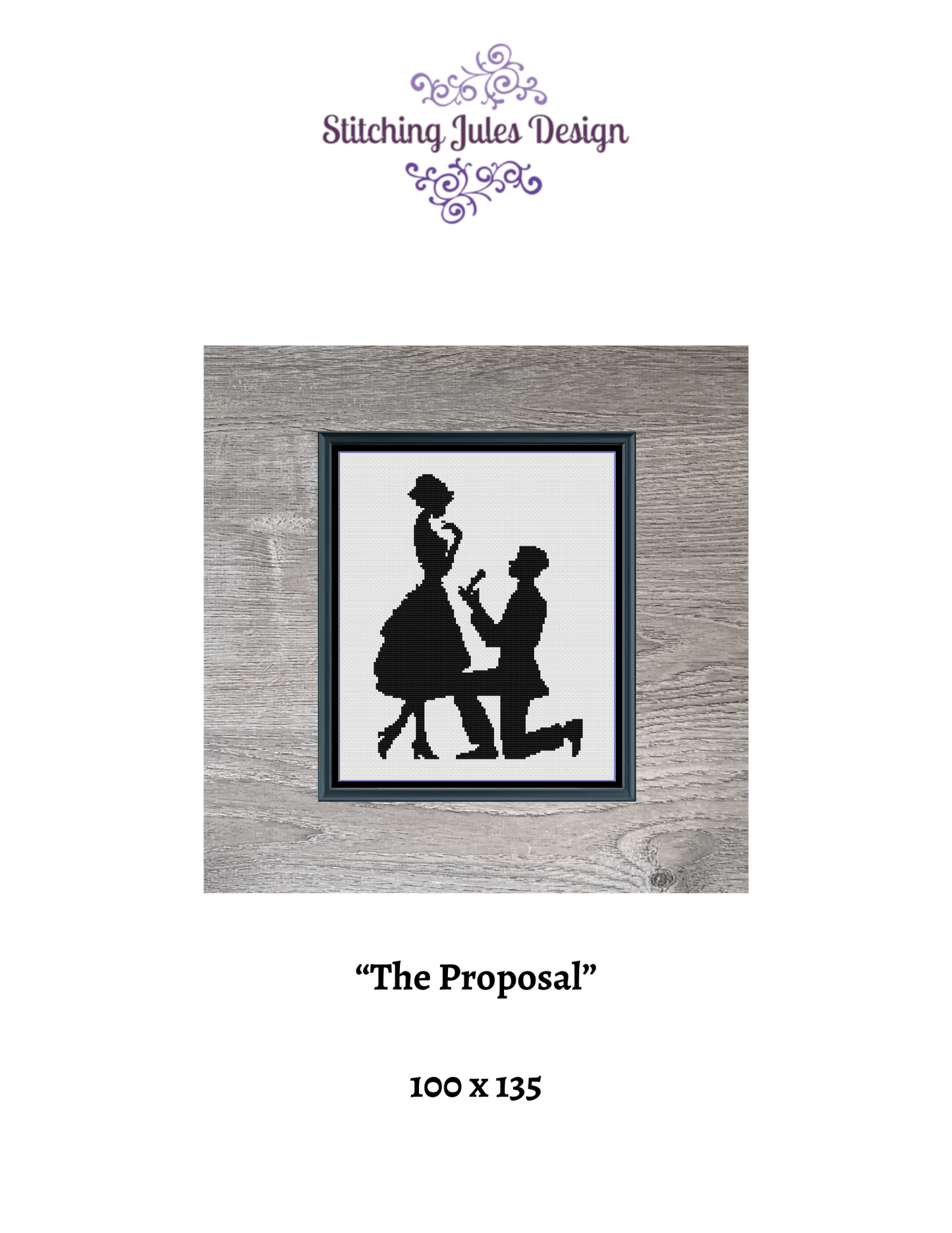 Stitching Jules Design Cross Stitch Pattern Proposal Engagement Love Counted Cross-Stitch Pattern (Digital Download)