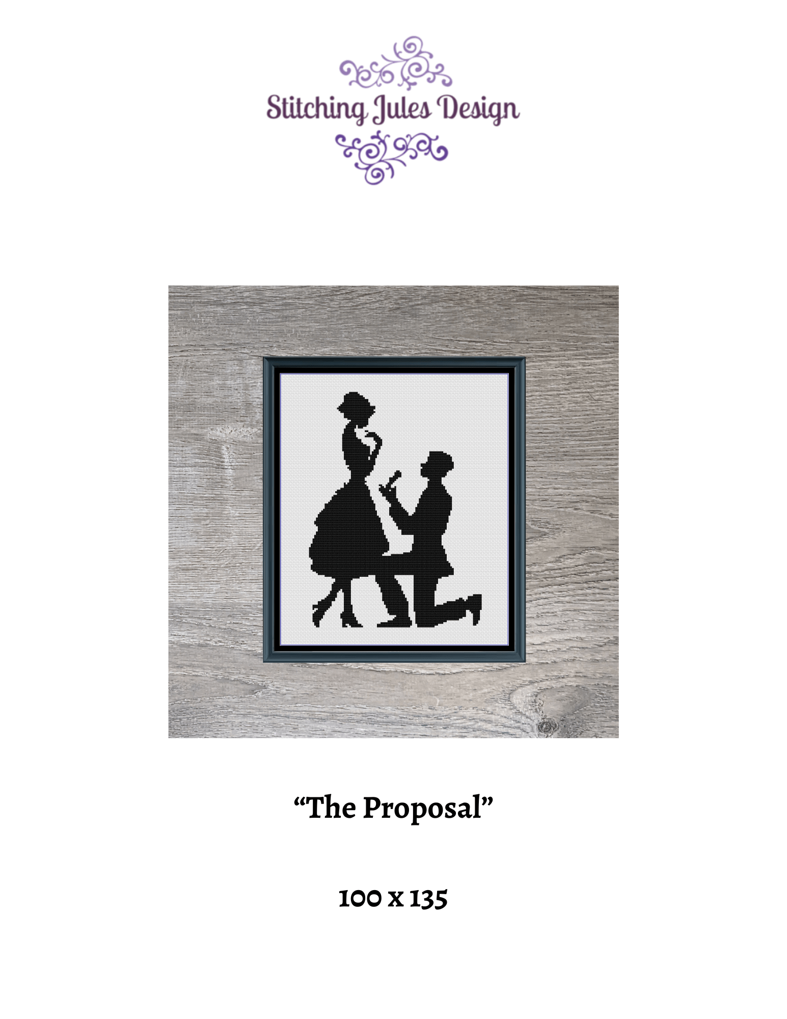 Stitching Jules Design Cross Stitch Pattern Proposal Engagement Love Counted Cross-Stitch Pattern (Digital Download)