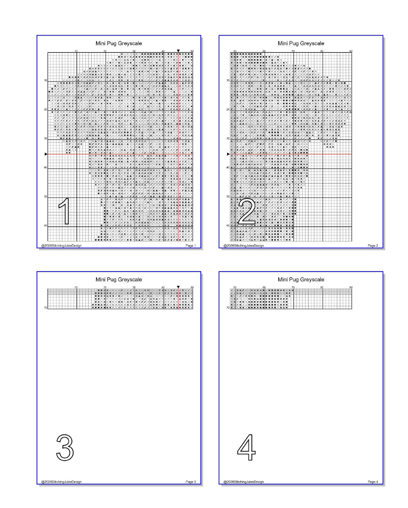 Stitching Jules Design Cross Stitch Pattern Pug Dog Breed Mini Counted Cross-Stitch Pattern (Digital Download)