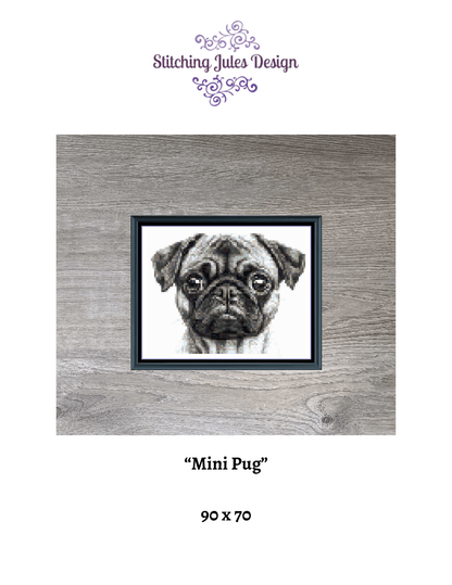 Stitching Jules Design Cross Stitch Pattern Pug Dog Breed Mini Counted Cross-Stitch Pattern (Digital Download)