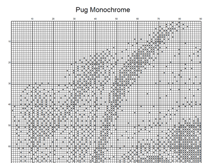 Stitching Jules Design Cross Stitch Pattern Pug Dog Breed Monochrome Counted Cross-Stitch Pattern (Digital Download)