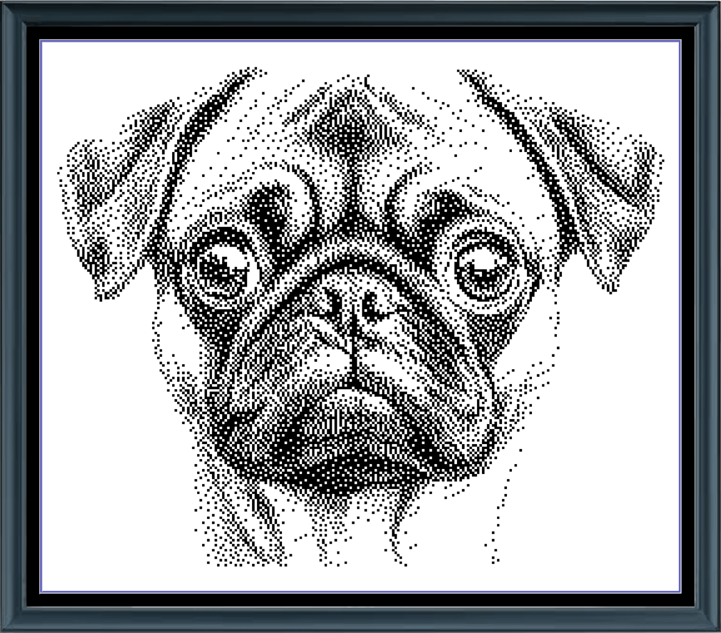 Stitching Jules Design Cross Stitch Pattern Pug Dog Breed Monochrome Counted Cross-Stitch Pattern (Digital Download)