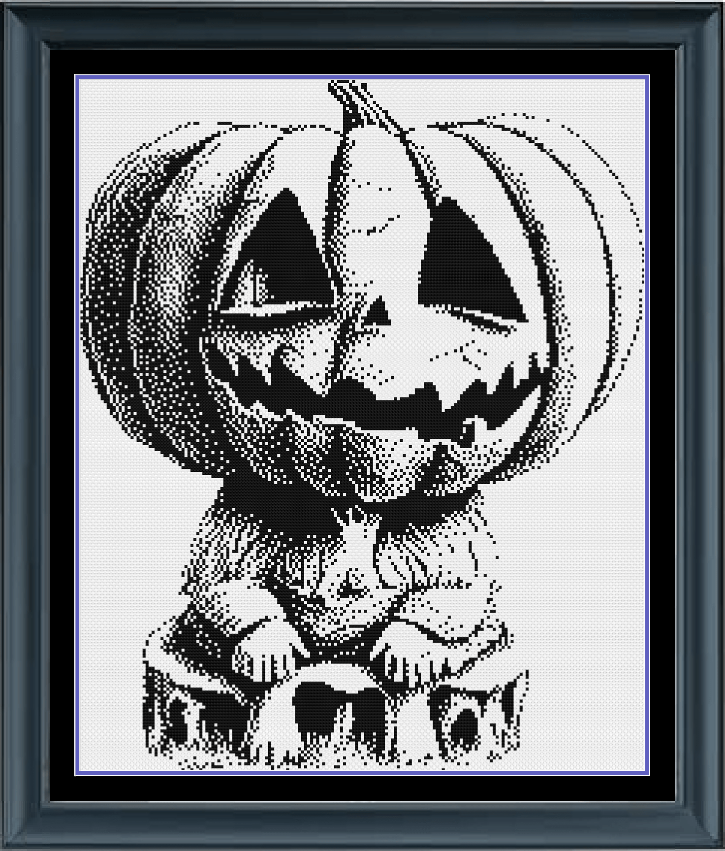 Stitching Jules Design Cross Stitch Pattern Pumpkin Head Halloween Cross Stitch Pattern | Cool Cross Stitch | Monochrome Blackwork | Instant Download PDF
