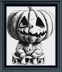 Thumbnail for Stitching Jules Design Cross Stitch Pattern Pumpkin Head Halloween Cross Stitch Pattern | Cool Cross Stitch | Monochrome Blackwork | Instant Download PDF
