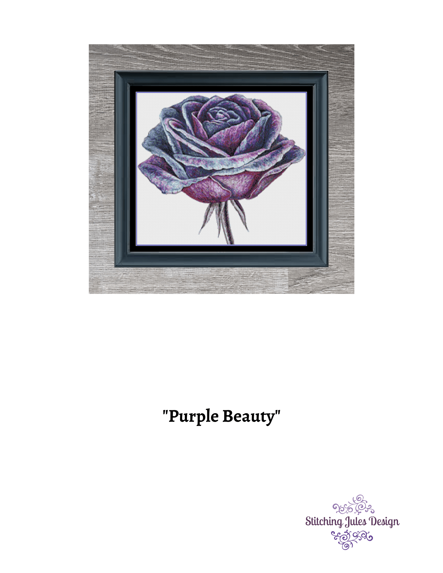 Stitching Jules Design Cross Stitch Pattern Purple Flower Rose Watercolor Cross Stitch Embroidery Needlepoint Pattern Instant PDF Download Pattern Keeper Ready