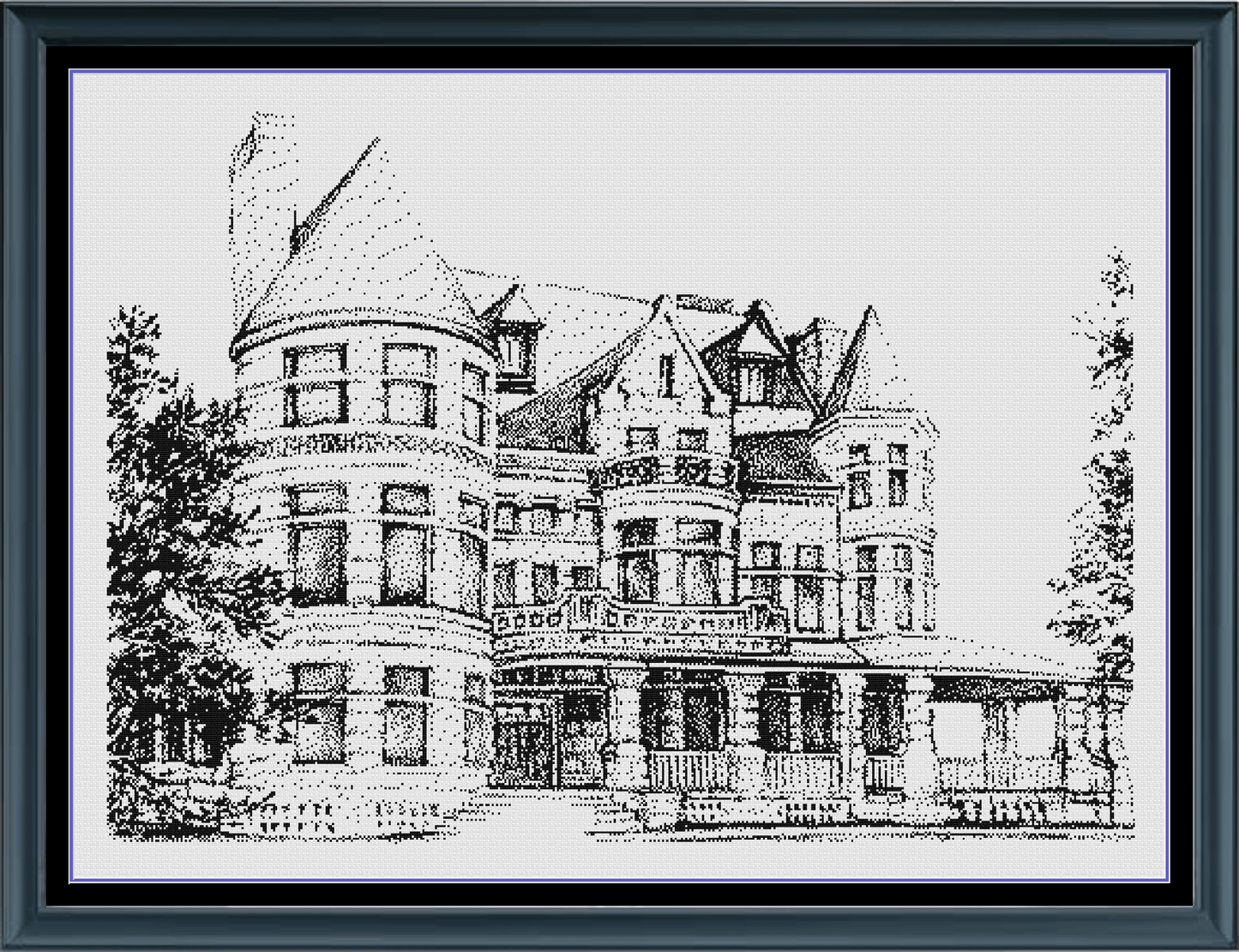Stitching Jules Design Cross Stitch Pattern Quincy Museum House Kansas City Monochrome Large Counted Cross-Stitch Pattern (Digital Download)