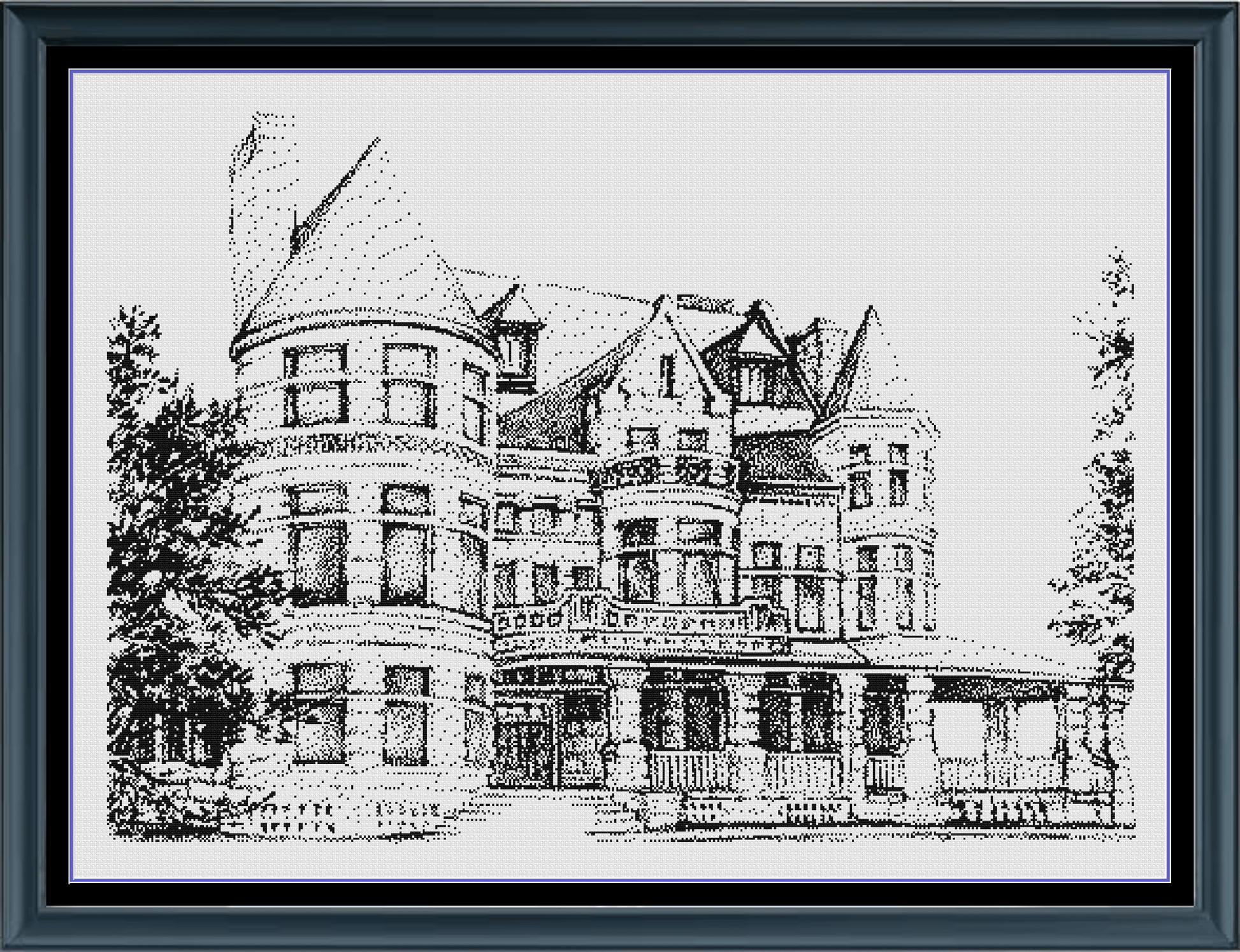 Stitching Jules Design Cross Stitch Pattern Quincy Museum House Kansas City Monochrome Large Counted Cross-Stitch Pattern (Digital Download)