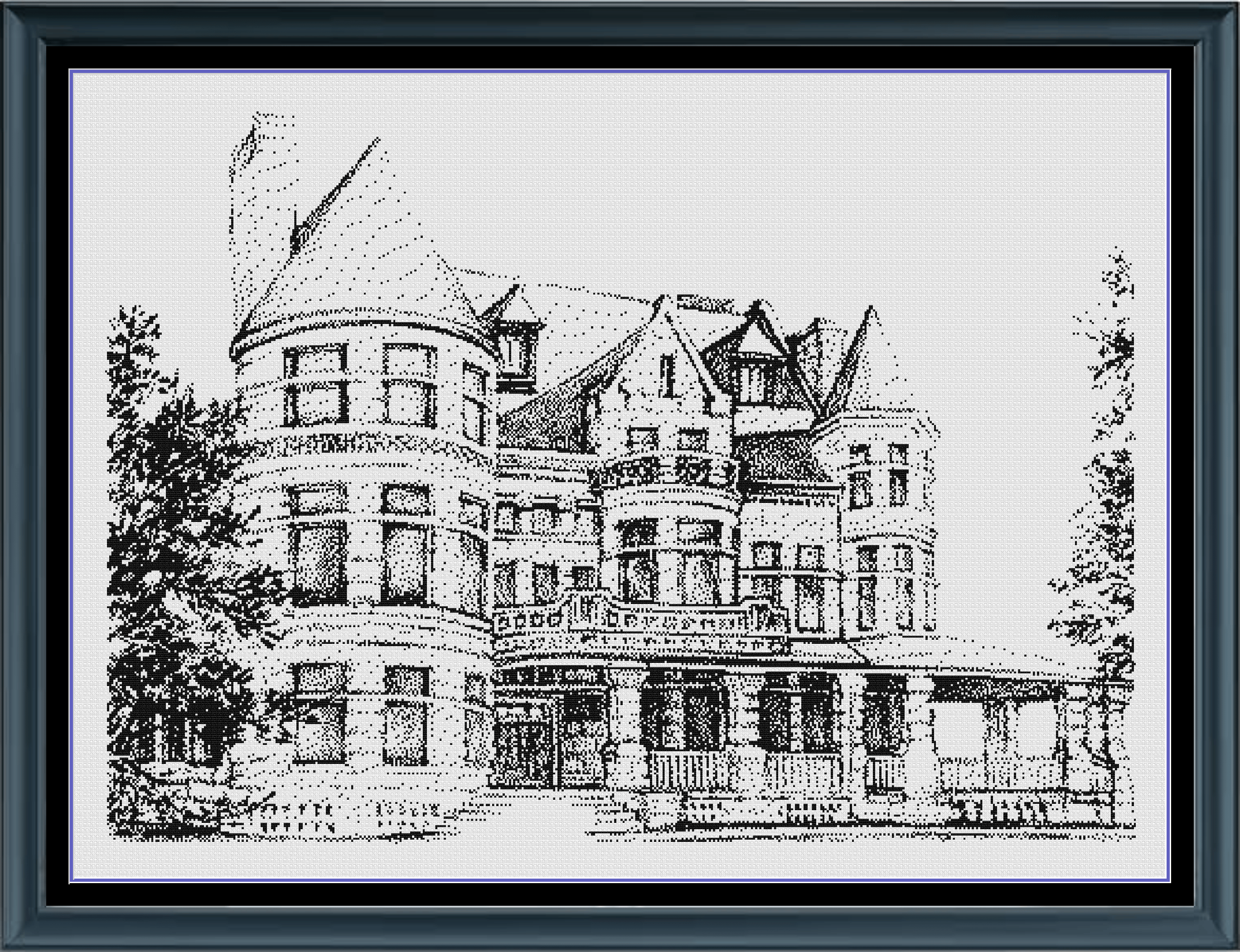Stitching Jules Design Cross Stitch Pattern Quincy Museum House Kansas City Monochrome Large Counted Cross-Stitch Pattern (Digital Download)
