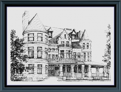 Stitching Jules Design Cross Stitch Pattern Quincy Museum House Kansas City Monochrome Large Counted Cross-Stitch Pattern (Digital Download)